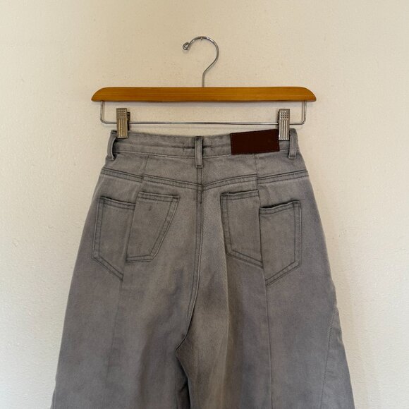 Nasty Gal Gray Wide Leg Denim Size US 4 with Front Seam Funky Back Pockets - Picture 6 of 7